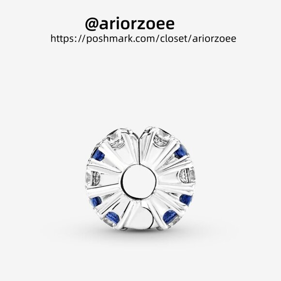 Pandora Clear & Blue Sparkling Clip Charm|Pendant - Picture 3 of 4